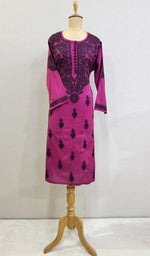 Load image into Gallery viewer, Women's Lucknowi Handcrafted Modal Cotton Chikankari Kurti - HONC0230374