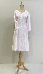 Load image into Gallery viewer, Women's Lucknowi Handcrafted Muslin Chikankari Kurti - HONC0204800
