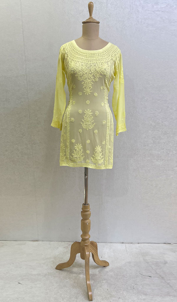 Lucknowi 手工粘胶乔其纱 Chikankari 上衣 - HONC0133138