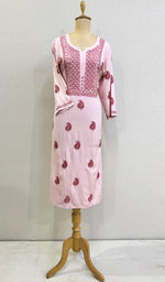 Load image into Gallery viewer, Women's Lucknowi Handcrafted Modal Cotton Chikankari Kurti - HONC0234371