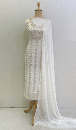 Load image into Gallery viewer, Women's Lucknowi Handcrafted Viscose Georgette Chikankari Kurta And Dupatta Set - HONC0144589