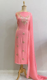 Load image into Gallery viewer, Women&#39;s Lakhnavi Handcrafted Viscose Georgette Chikankari Full Suit Material- HONC0154973
