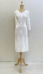 将图像加载到图库查看器中, Women's Lucknowi Handcrafte Modal Cotton Chikankari Kurti - HONC0124546