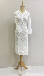 Load image into Gallery viewer, Women's Lakhnavi Handcrafted Viscose Georgette Chikankari Kurti- HONC0161854