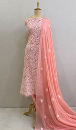 Load image into Gallery viewer, Parizia Women's Lucknowi Handcrafted Faux-Georgette Chikankari Suit Material - HONC0196198