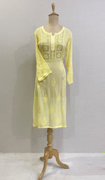 将图像加载到图库查看器中, Sadaf Women's Lakhnavi Handcrafted Viscose Georgette Chikankari Kurti - HONC0174149