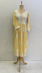 将图像加载到图库查看器中, Nisha Women's Lucknowi Handcrafted Printed Ikkat Cotton Chikankari Dress - HONC0144078