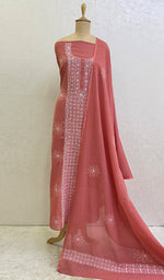 Load image into Gallery viewer, Women's Lakhnavi Handcrafted Cotton Chikankari Kurta And Dupatta Set- HONC0154884