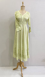 将图像加载到图库查看器中, Sabana Women's Lucknowi Handcrafted Muslin Chikankari Anarkali Dress- HONC0164006