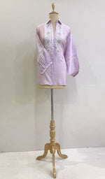 将图像加载到图库查看器中, Fiza  Women's Lakhnavi Handcrafted Chanderi Silk Semi- Stitched Chikankari Top - HONC0195225
