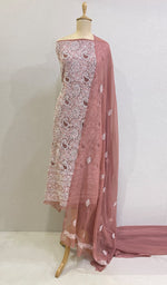 将图像加载到图库查看器中, Parizia Women's Lucknowi Handcrafted Faux-Georgette Chikankari Suit Material - HONC0196185