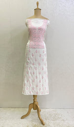 Load image into Gallery viewer, Women's Lucknowi Handcrafted Mul Cotton Chikankari Unstitched Kurti Fabric - HONC0151876