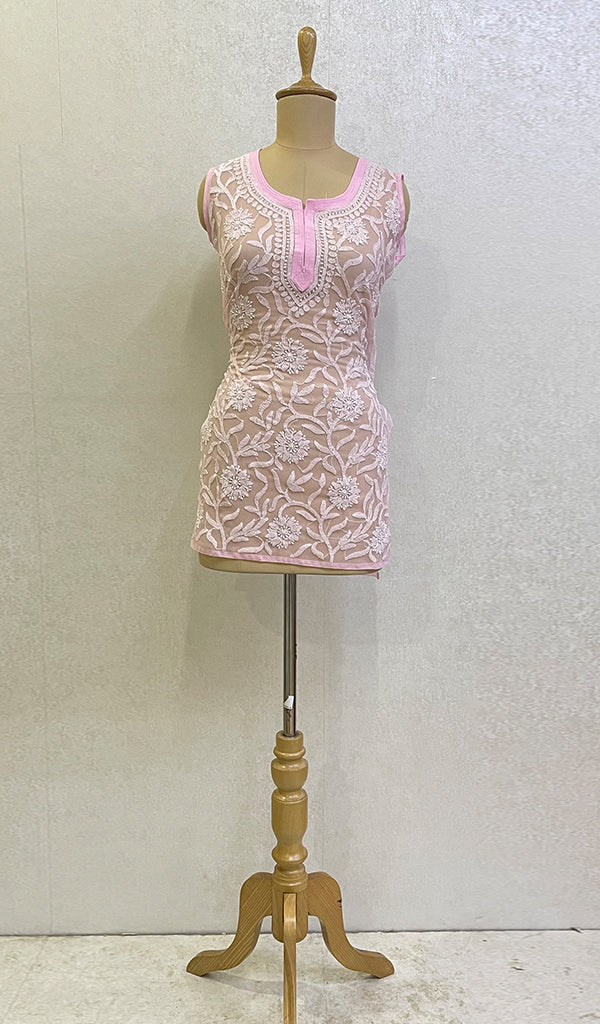 Women's Lucknowi Handcrafted Faux-Georgette Chikankari Top- HONC0140438