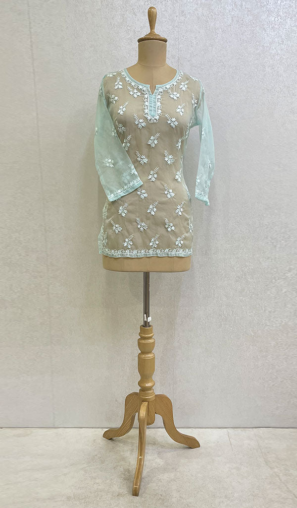 Lakhnavi 手工制作 Orgenza Chikankari 上衣 - HONC0112356