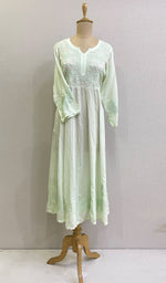 将图像加载到图库查看器中, Sabana Women's Lucknowi Handcrafted Muslin Chikankari Anarkali Dress- HONC0167556