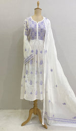 Load image into Gallery viewer, Women's Lakhnavi Handcrafted Mul Chanderi Semi - Stitched Kurta And Dupatta Set - HONC0224782