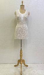 Load image into Gallery viewer, Women's Lucknowi Handcrafted Faux-Georgette Chikankari Top - HONC0140467