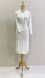 Load image into Gallery viewer, Women's Lakhnavi Handcrafted Viscose Georgette Chikankari Kurti- HONC0161860