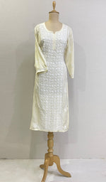 Load image into Gallery viewer, Women's Lucknowi Handcrafted Mul Cotton Chikankari Kurti - HONC0212083