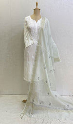 Load image into Gallery viewer, Women's Lakhnavi Handcrafted Chanderi Silk Chikankari Dupatta - Honc0108758