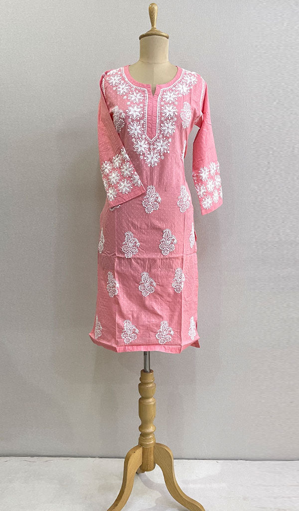 Cotton Pink Lucknowi Chikankari kurtas