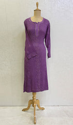 将图像加载到图库查看器中, Women's Lakhnavi Handcrafted Viscose Georgette Chikankari Kurti - HONC0139850