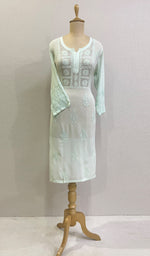 将图像加载到图库查看器中, Sadaf Women's Lakhnavi Handcrafted Viscose Georgette Chikankari Kurti - HONC0174144