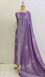 Load image into Gallery viewer, Women's Lakhnavi Handcrafted Cotton Chikankari Kurta And Dupatta Set- HONC0154884