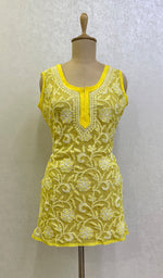 Load image into Gallery viewer, Women's Lucknowi Handcrafted Faux-Georgette Chikankari Top- HONC0140438