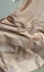 Load image into Gallery viewer, Women's Lakhnavi Handcrafted Chanderi Silk  Unstitched  Chikankari Kurta And Dupatta Set - HONC0290030