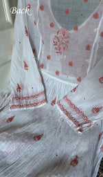 Load image into Gallery viewer, Women's Lakhnavi Handcrafted Mul Chanderi Semi - Stitchd Angrakha And Dupatta Set - HONC0344312