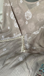Load image into Gallery viewer, Women's Lakhnavi Handcrafted Mul Chanderi Semi - Stitched Kurta And Dupatta Set - HONC0374243