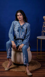 Load image into Gallery viewer, Shazana Women's Lakhnavi Handcrafted Modal Cotton Chikankari Chikankari Top and Pant Set - HONC0213487