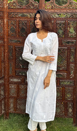 将图像加载到图库查看器中, Women's Lucknowi Handcrafted Cotton Chikankari Kurti - HONC0217261