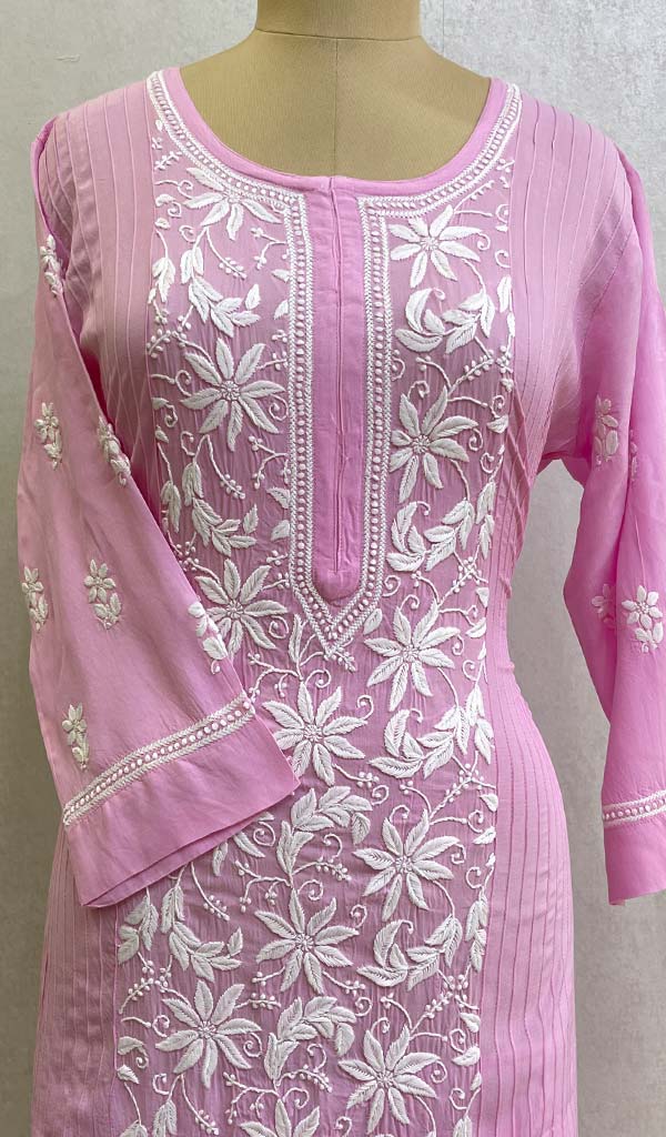 Zhavia Women's Lakhnavi Handcrafted Modal Cotton Chikankari Kurta And Gharara Set - HONC0130449