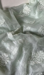 将图像加载到图库查看器中, Women's Lakhnavi Handcrafted Organza Chikankari Unstitched Full Suit Material - HONC0271210