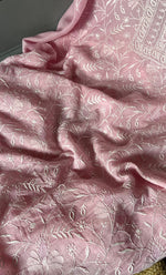 Load image into Gallery viewer, Women's Lakhnavi Handcrafted Mul Chanderi Unstitched Kurta And Dupatta Set - HONC0307428