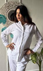 Load image into Gallery viewer, Women's Lakhnavi Handcrafted Linen Cotton Chikankari Top - HONC0293098