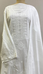 Load image into Gallery viewer, Women&#39;s Lakhnavi Handcrafted Mul Cotton Semi Stitched Kurta And Dupatta Set- HONC0208221
