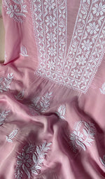 Load image into Gallery viewer, Women's Lakhnavi Handcrafted Modal Cotton Chikankari Unstitched Kurti Fabric - HONC0261076