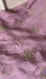 将图像加载到图库查看器中, Women's Lucknowi Handcrafted Mul Chanderi Chikankari Kurta Dupatta Set- HONC0254131
