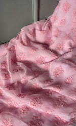 将图像加载到图库查看器中, Women's Lakhnavi Handcrafted Unstitched Faux-Georgette Chikankari Suit Material - HONC0263060