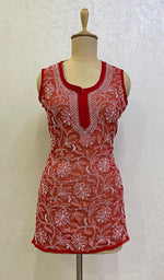 Load image into Gallery viewer, Women's Lucknowi Handcrafted Faux-Georgette Chikankari Top- HONC0140438