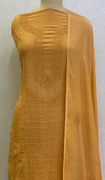 Load image into Gallery viewer, Lucknowi Handcrafted Muslin Chikankari Suit Material - HONC0129622