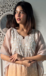 将图像加载到图库查看器中, Rabia Women's Lucknowi Handcrafted Mul chanderi Chikankari Kaftan - HONC0319521