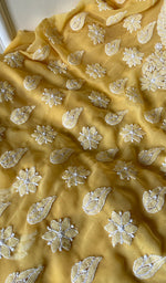 将图像加载到图库查看器中, Women's Lucknowi Handcrafted Faux-Georgette Chikankari Suit Material - HONC0263014