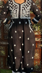 Load image into Gallery viewer, Women's Lakhnavi Handcrafted Cotton Chikankari Kurti - HONC0268636