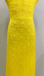 将图像加载到图库查看器中, Lucknowi Handcrafted Viscose Georgette Chikankari Unstitched Men's Kurta Fabric - HONC0228238
