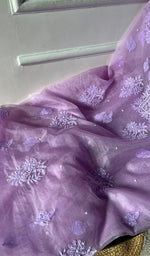 将图像加载到图库查看器中, Women's Lakhnavi Handcrafted Organza Chikankari Unstitched Full Suit Material - HONC0271209