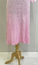将图像加载到图库查看器中, Women's Lakhnavi Handcrafted Viscose Georgette Chikankari Kurti - HONC0161816